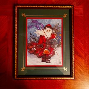 Vintage Christmas wooden framed picture
